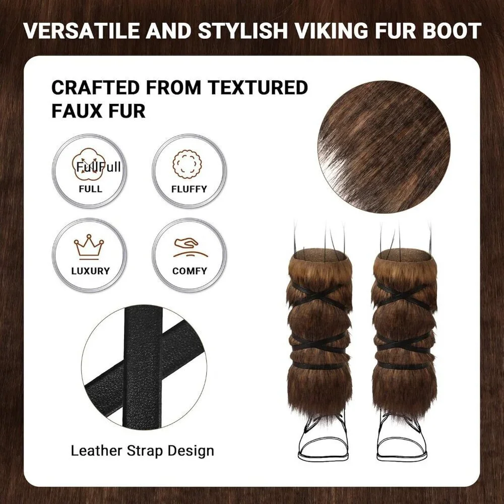 Viking Fur Leg Covers Faux Fur One Size Medieval Cosplay Halloween